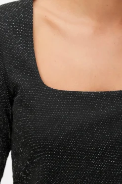 Vero Moda Top de manga larga escote cuadrado Negro Clearance