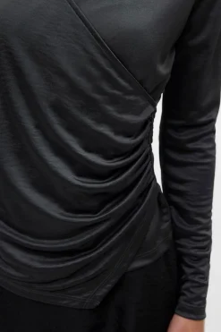 Vero Moda Top de manga larga tejido metalizado Gris oscuro Outlet