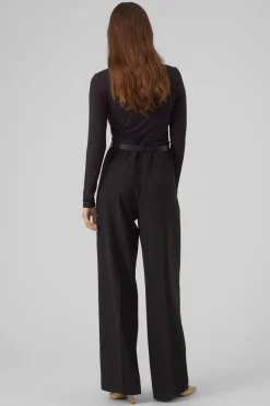 Vero Moda Top de manga larga y cuello pico Negro Clearance