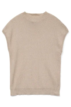 Vero Moda Top de manga sisa y cuello subido Marr&oacute;n Discount