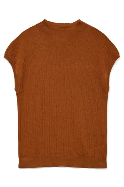 Vero Moda Top de manga sisa y cuello subido Marr&oacute;n Best