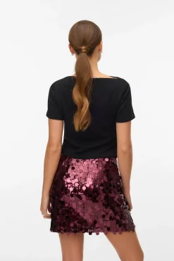 Vero Moda Top de mujer de manga corta asimétrico Negro Online