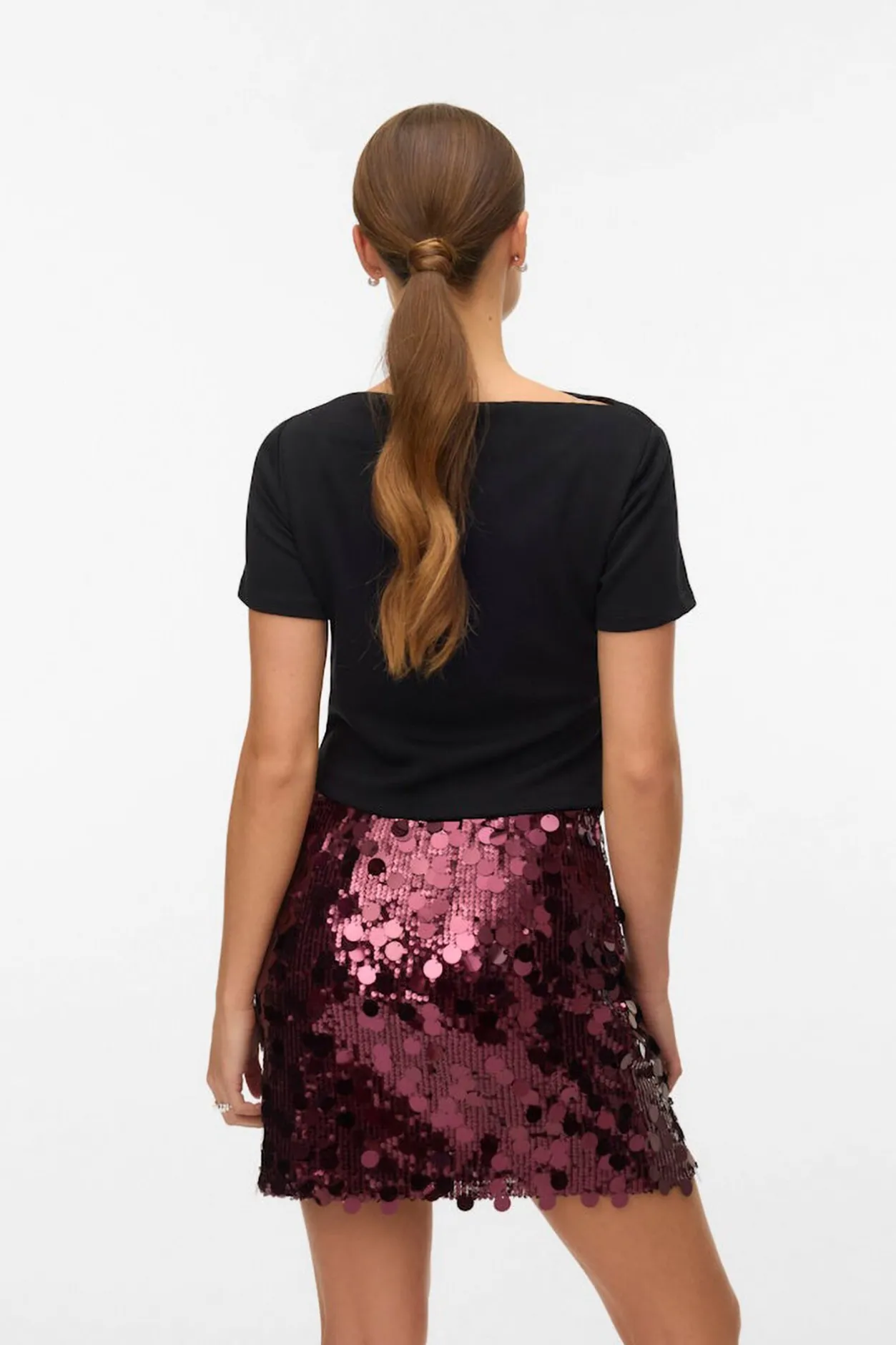 Vero Moda Top de mujer de manga corta asimétrico Negro Online