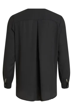 Vila Top de mujer de manga larga con escote en pico Negro Clearance