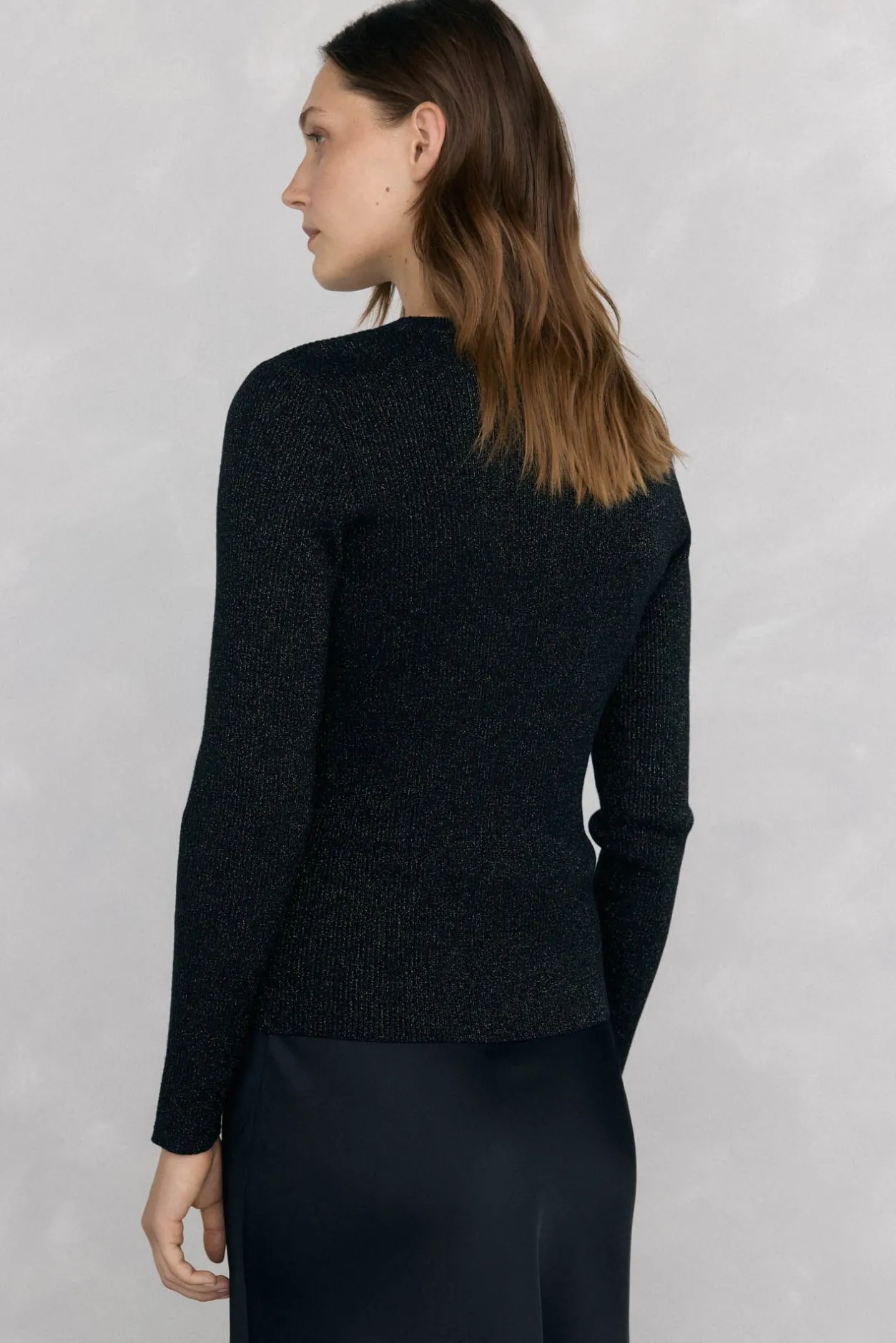 Pedro del Hierro Top de punto brillo aberturas Negro Clearance