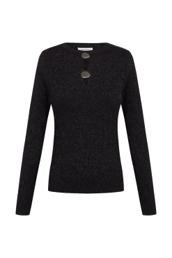 Pedro del Hierro Top de punto brillo aberturas Negro Clearance