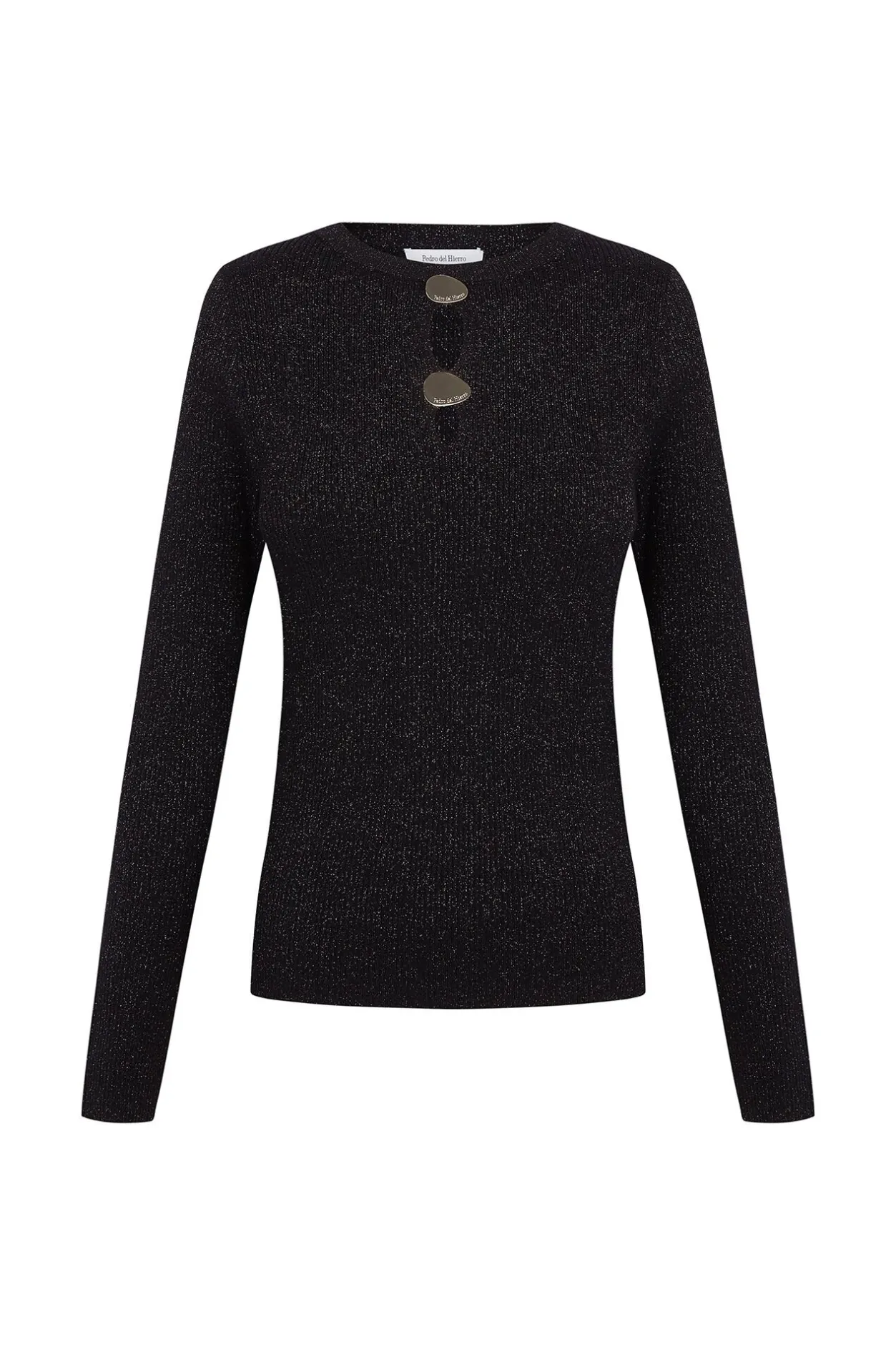 Pedro del Hierro Top de punto brillo aberturas Negro Clearance
