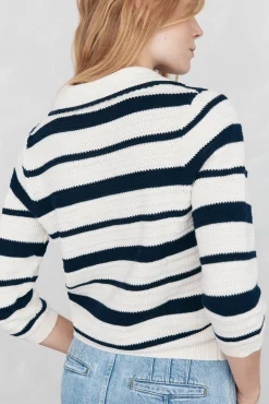 Pedro del Hierro Top de punto camisero con estructura y rayas Azul Hot