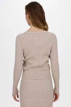 Vila Top de punto canalé Marr&oacute;n Outlet