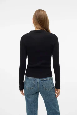 Vero Moda Top de punto estilo polo Negro Discount