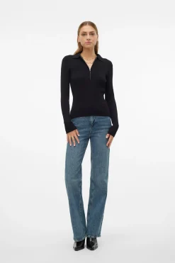 Vero Moda Top de punto estilo polo Negro Discount