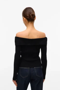Vero Moda Top de punto hombros descubiertos Negro New