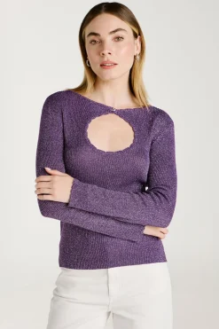 Vila Top de punto reversible con lúrex Morado Sale