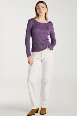 Vila Top de punto reversible con lúrex Morado Sale