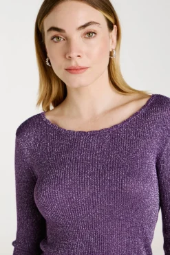 Vila Top de punto reversible con lúrex Morado Sale