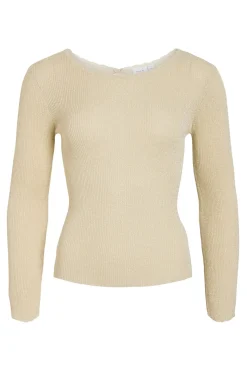 Vila Top de punto reversible con lúrex Beige Sale