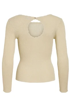Vila Top de punto reversible con lúrex Beige Sale