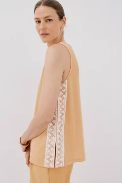 Cortefiel Top detalle puntilla crochet lateral Arena Clearance