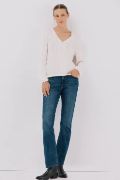 Cortefiel Top detalle puntilla escote Blanco Sale