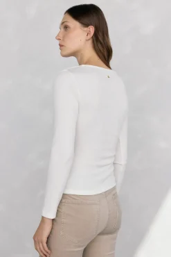 Pedro del Hierro Top drapeado textura Blanco Clearance