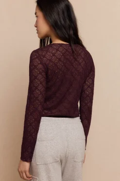 Slowlove Top encaje asimétrico Vino Hot