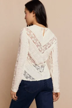 Slowlove Top encaje combinado Marfil Hot