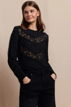 Slowlove Top encaje combinado Negro Sale