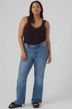 Vero Moda Curve Top encaje Curve Negro Discount