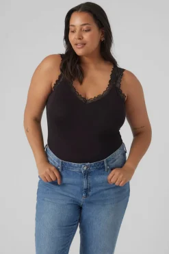 Vero Moda Curve Top encaje Curve Negro Discount