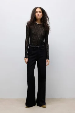 Vero Moda Top encaje manga larga Negro Best