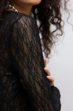 Vero Moda Top encaje manga larga Negro Best
