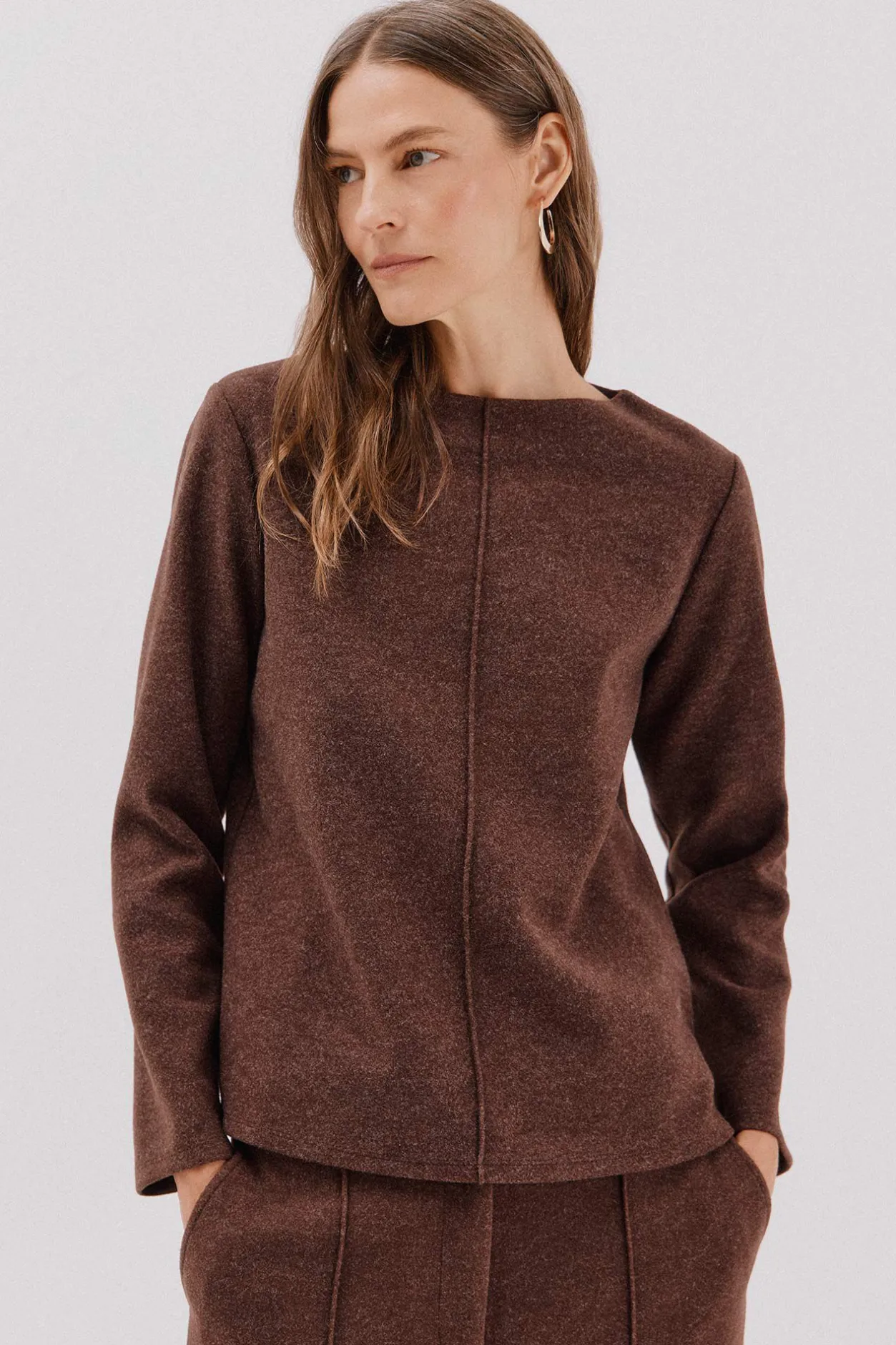 Cortefiel Top escote chimenea Marrón oscuro New