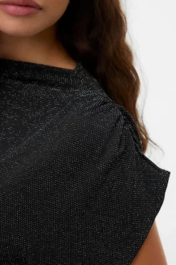 Vero Moda Top escote Perkins lúrex Negro Clearance