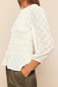 Slowlove Top estampado fruncido Marfil Sale