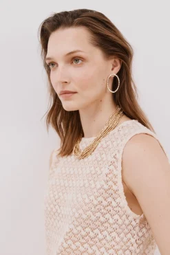 Cortefiel Top estructura lurex Marfil Sale