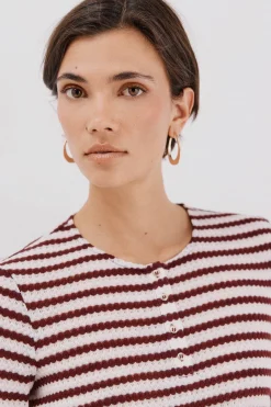 Cortefiel Top estructura rayas Vino Online