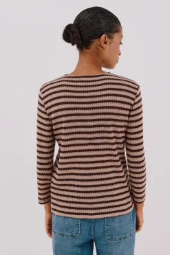Cortefiel Top estructura rayas Marrón oscuro Best