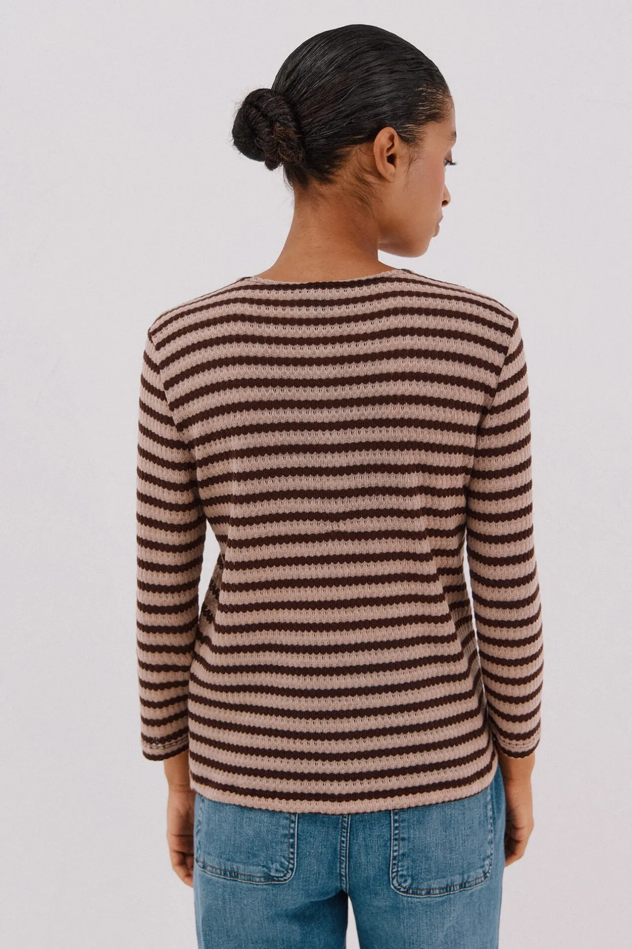 Cortefiel Top estructura rayas Marrón oscuro Best