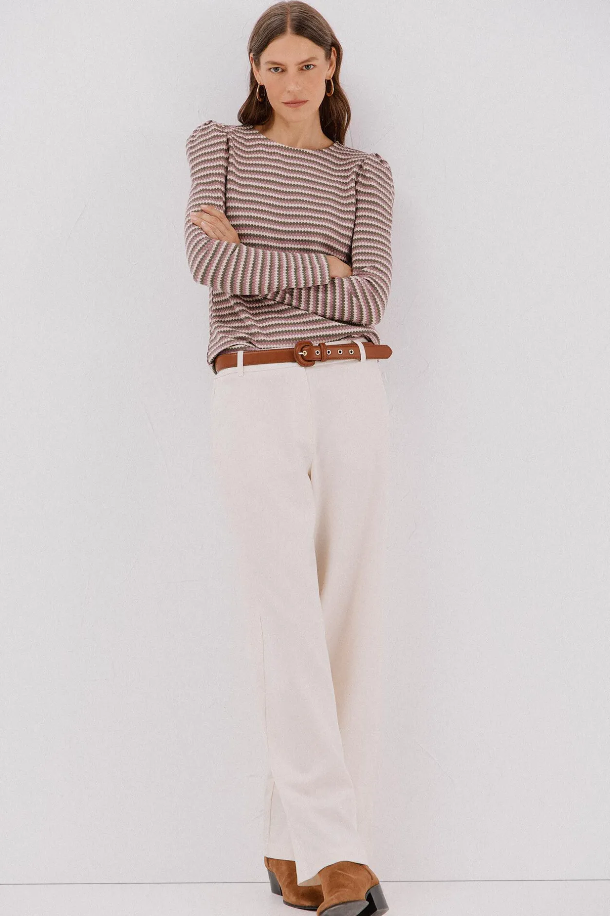 Cortefiel Top estructura rayas multicolor Estampado verde Sale