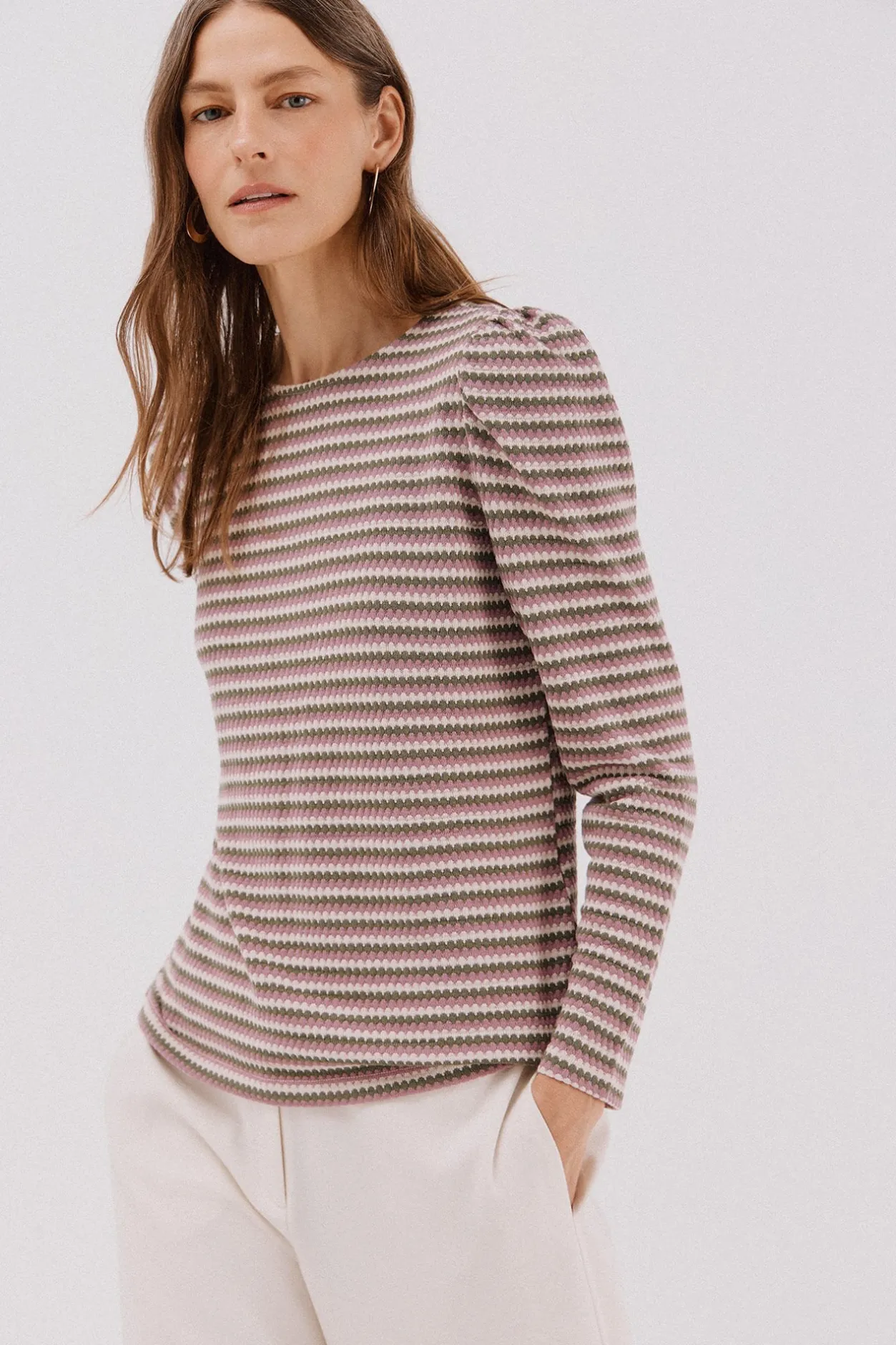 Cortefiel Top estructura rayas multicolor Estampado verde Sale