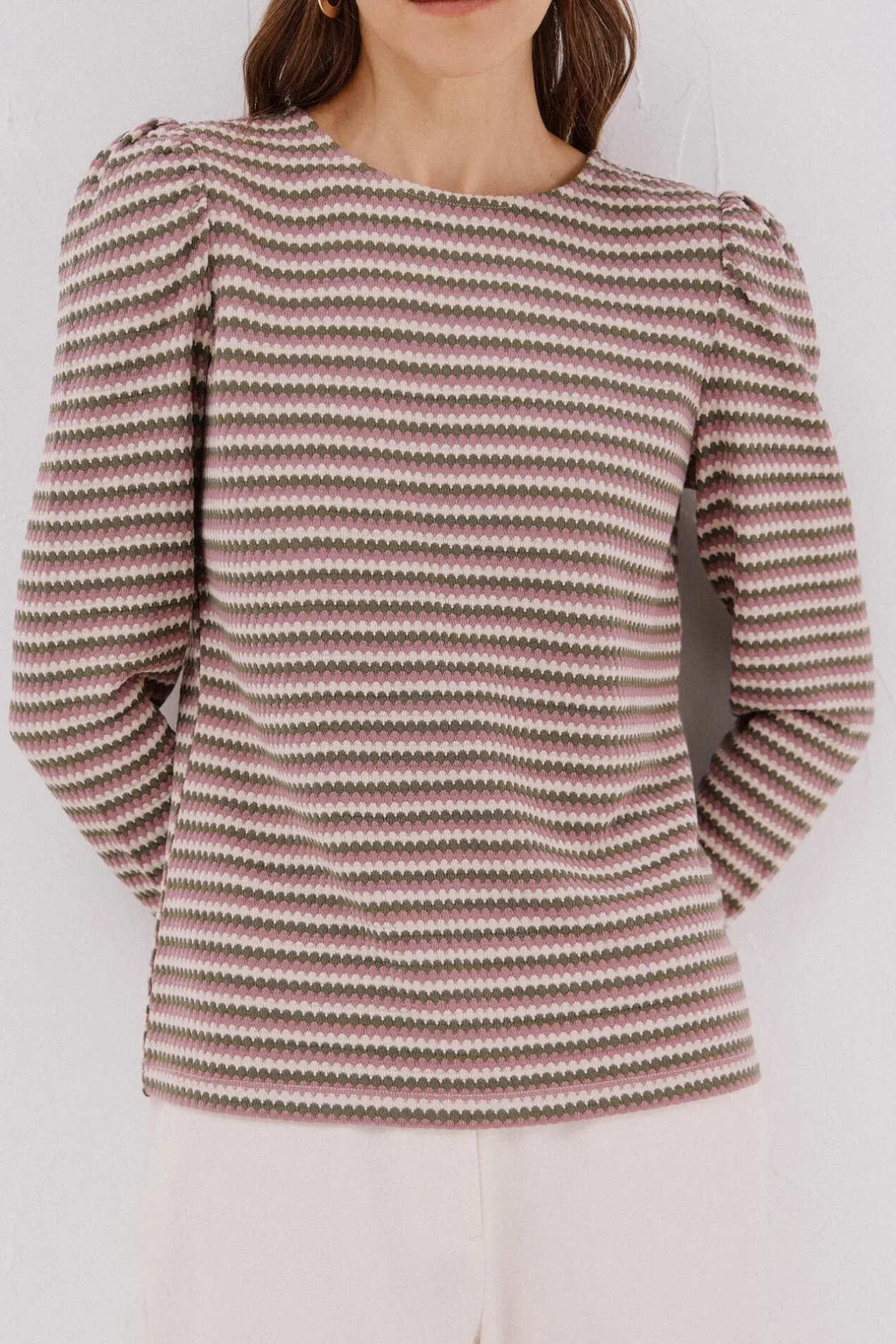 Cortefiel Top estructura rayas multicolor Estampado verde Sale