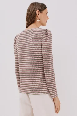 Cortefiel Top estructura rayas multicolor Estampado verde Sale