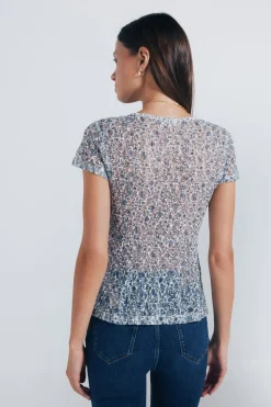 Springfield Top florecitas azules marr&oacute;n Sale
