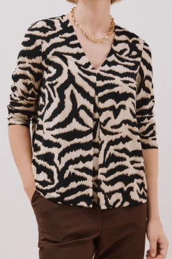 Cortefiel Top fluido pliegue Estampado blanco Online