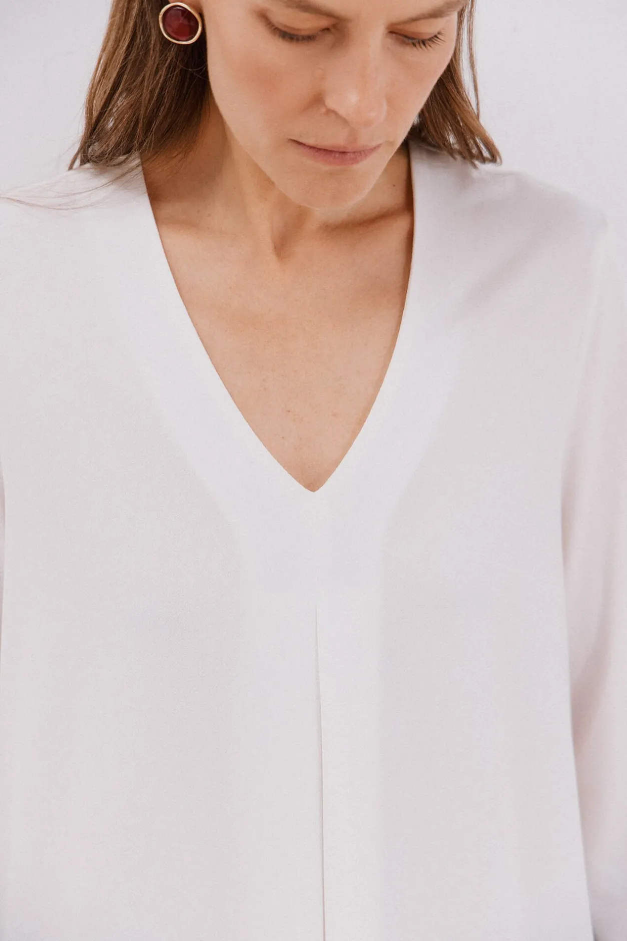 Cortefiel Top fluido pliegue Blanco