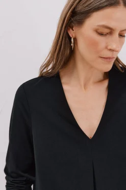 Cortefiel Top fluido pliegue Negro Best