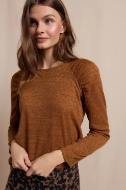 Slowlove Top frunces manga Dorado Outlet