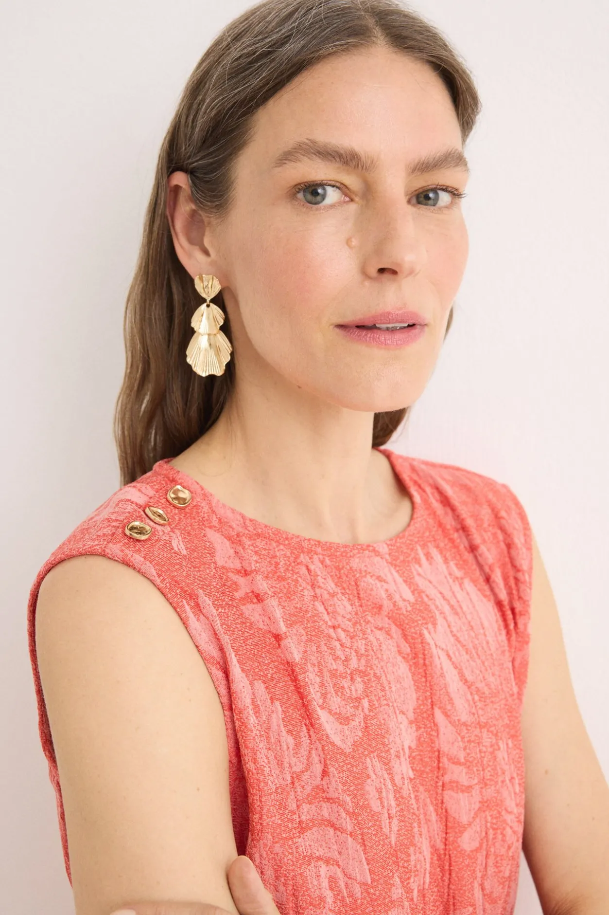 Cortefiel Top jacquard hebilla Coral Online