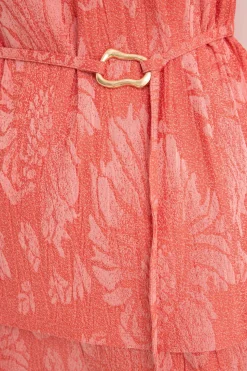 Cortefiel Top jacquard hebilla Coral Online