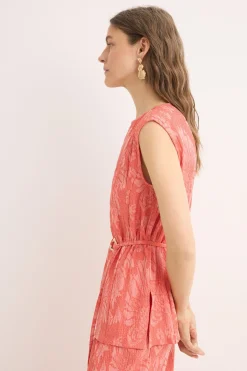 Cortefiel Top jacquard hebilla Coral Online